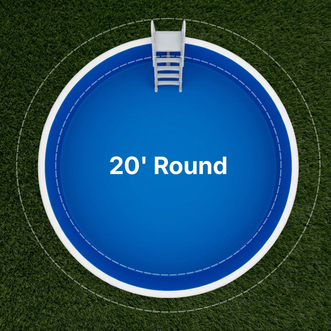 20' Round Perfect Pool with a white ladder on a green background