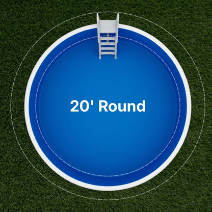 20' Round Perfect Pool with a white ladder on a green background